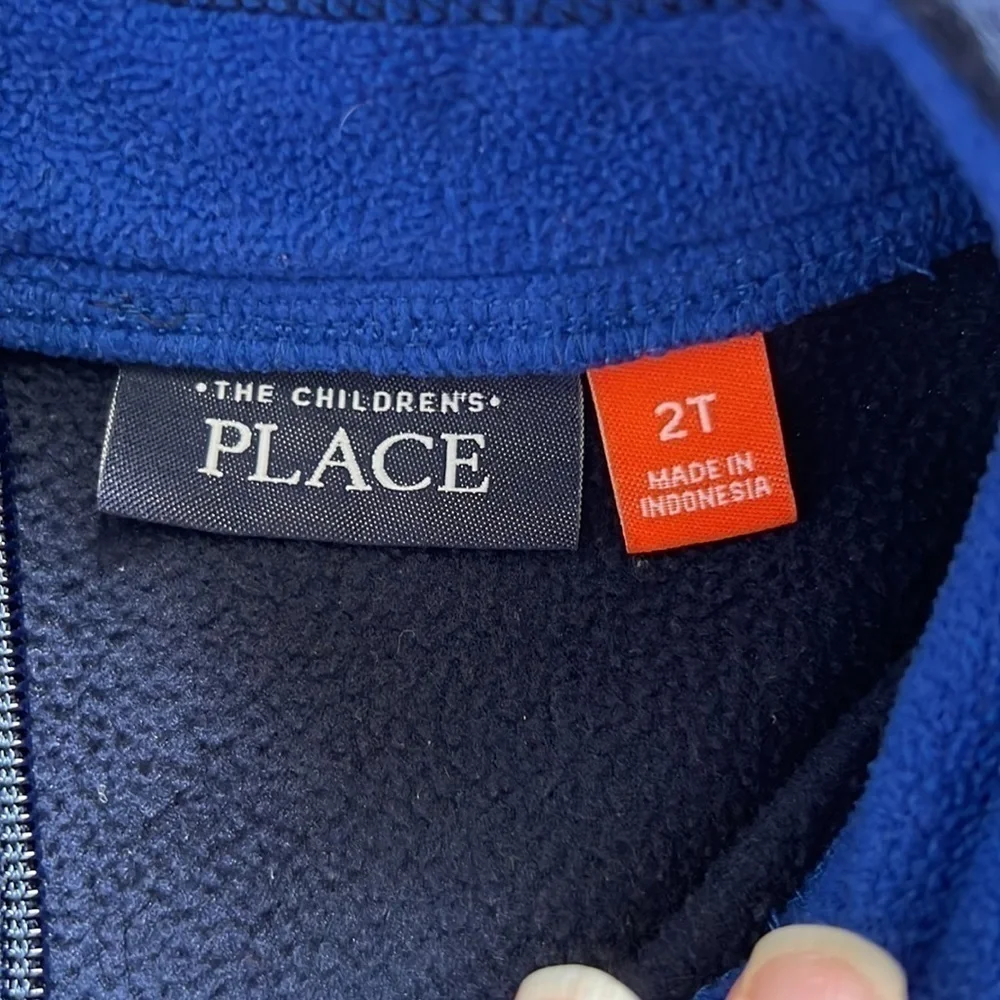 Grey & blue half zip fleece size 2T unisex pullover fleece sweater jacket